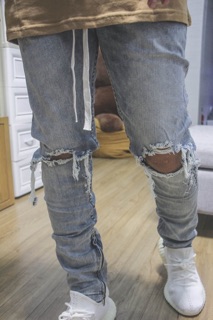 Light blue acid waxed jeans