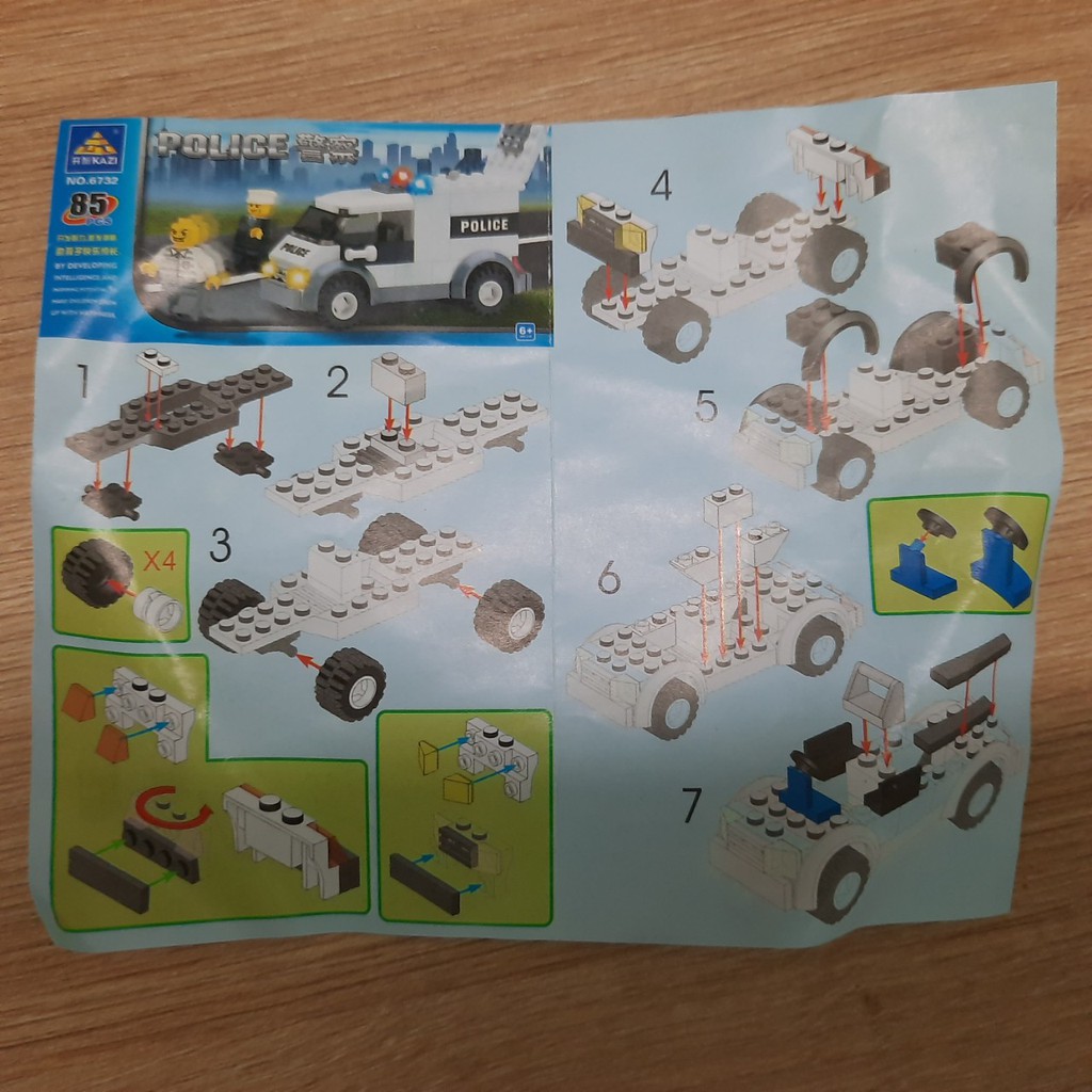 Đồ chơi lắp ghép mô hình ô tô cảnh sát gồm 85 chi tiết bằng nhựa ABS cao cấp