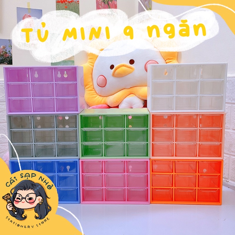 Tủ nhựa mini đa năng 9 ngăn dễ thương nhỏ nhắn 18×12×10cm
