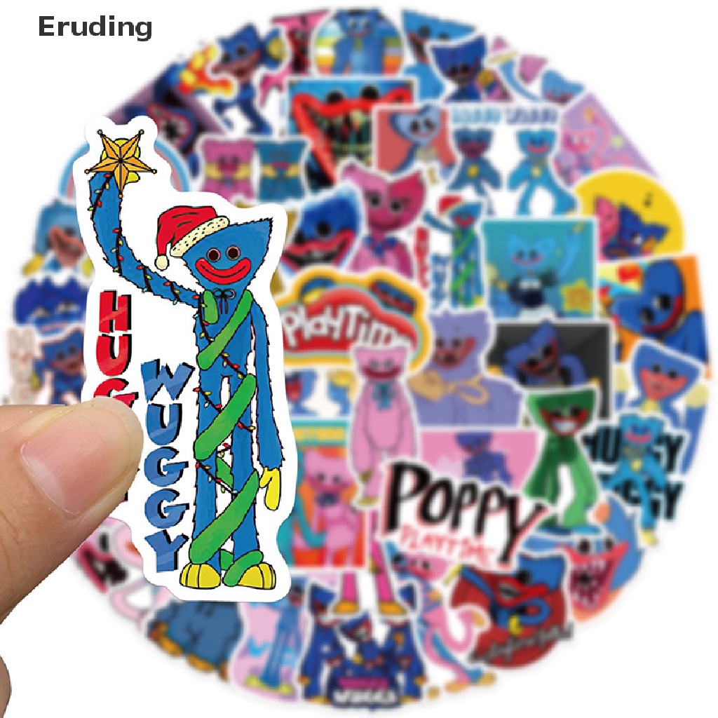 50 Miếng dán chủ đề hoạt hình huggy wuggy poppy màu graffiti trang trí sinh động