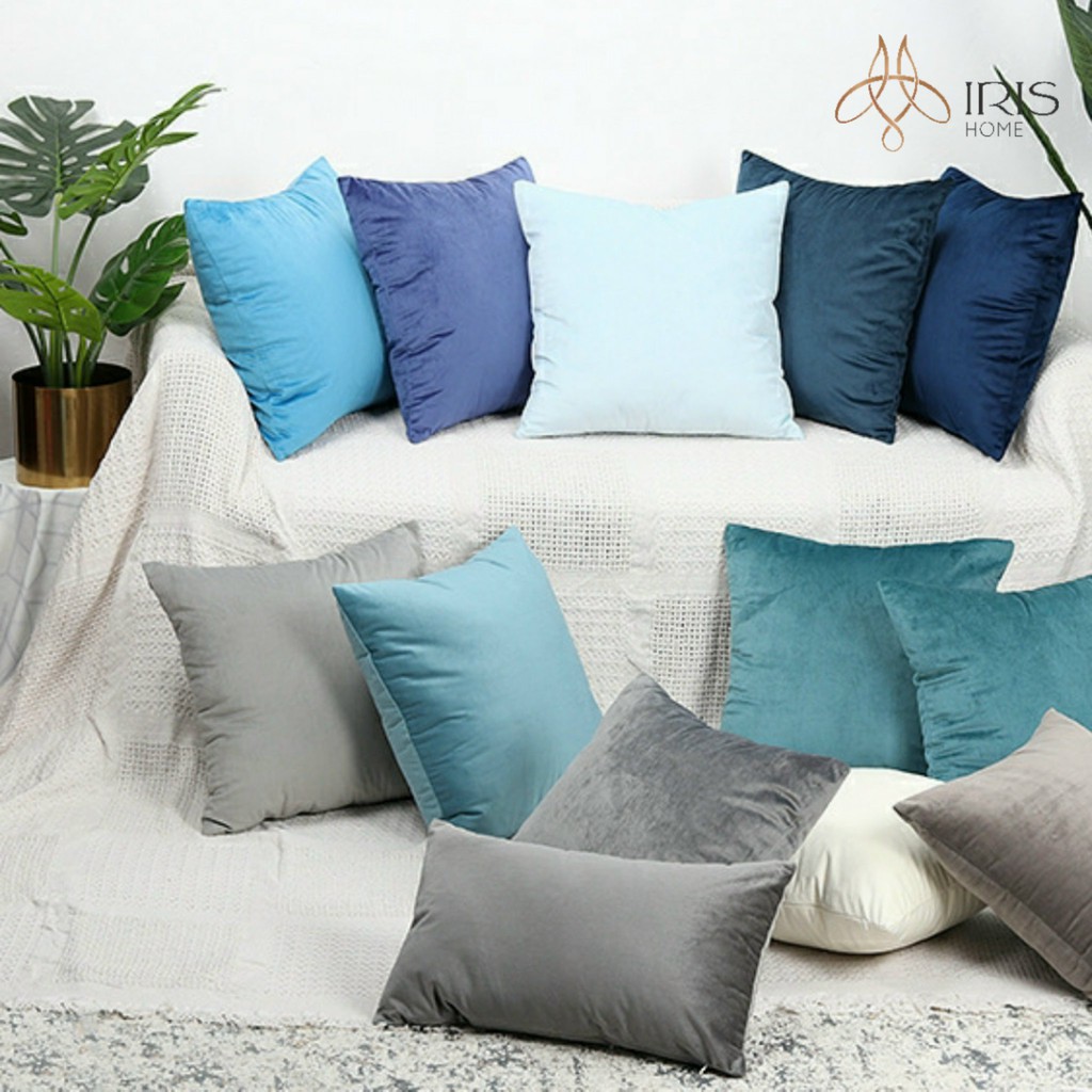 Gối nỉ đơn màu (ruột + vỏ) - Gối tựa lưng ghế Sofa, Ô tô vải nỉ trơn cao cấp - Decor trang trí phòng ngủ, đọc sách