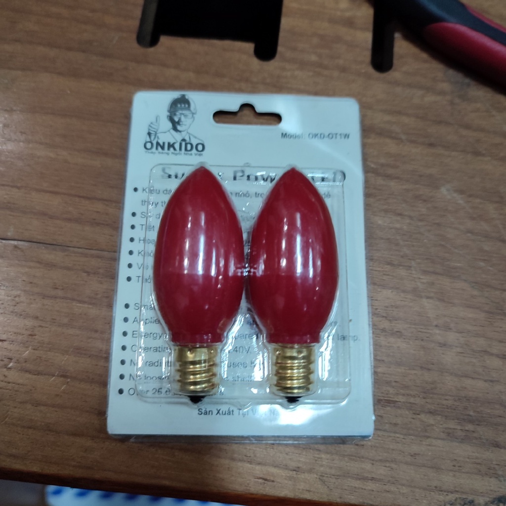 COMBO 2 BÓNG TRÁI ỚT LED E12,ĐUÔI ĐÈN E12 DÙNG ĐÈN THỜ