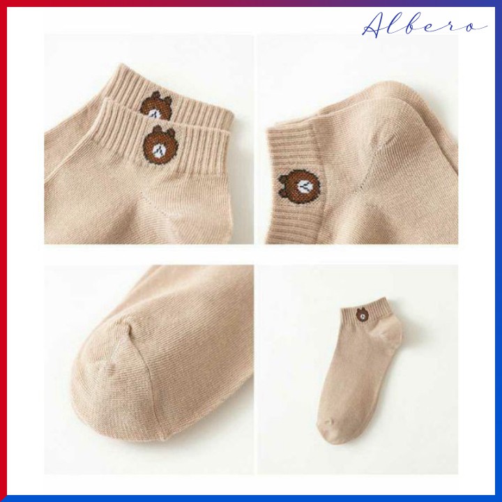 Set 10 đôi tất gấu Broun dày dặn - kèm túi đựng siêu xinh cho chị em