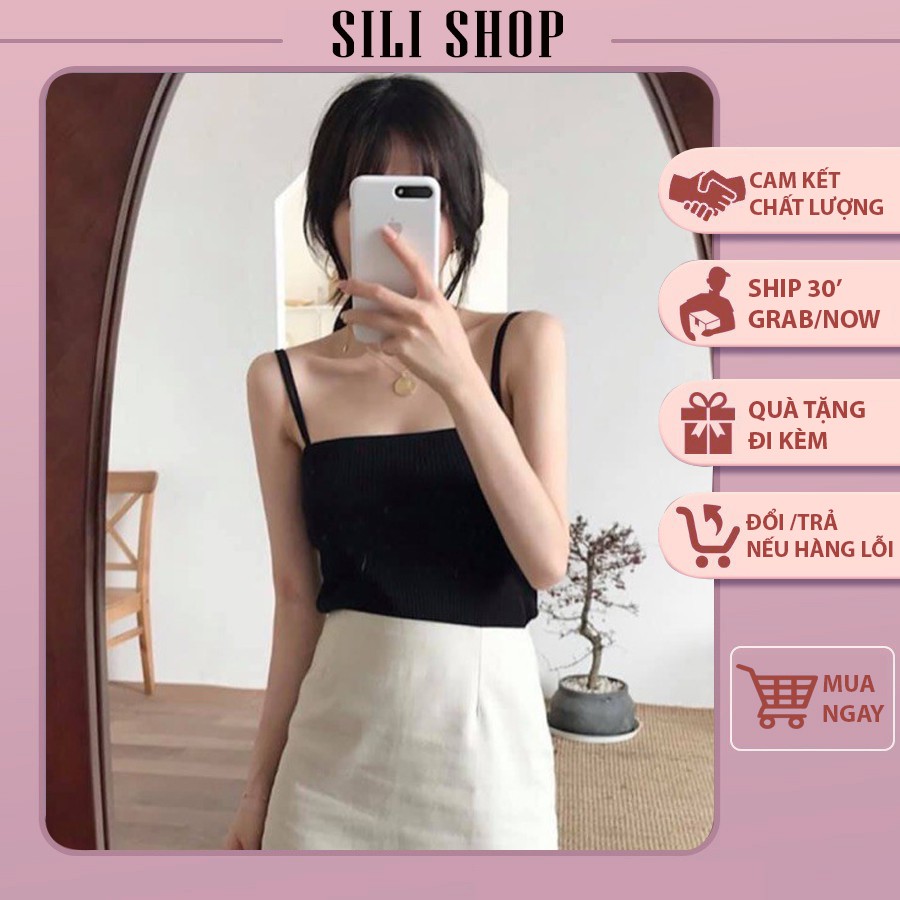 Áo 2 dây ❤ HÀNG CÓ SẴN ❤ Áo 2 dây croptop body chất len tăm mỏng xịn xò