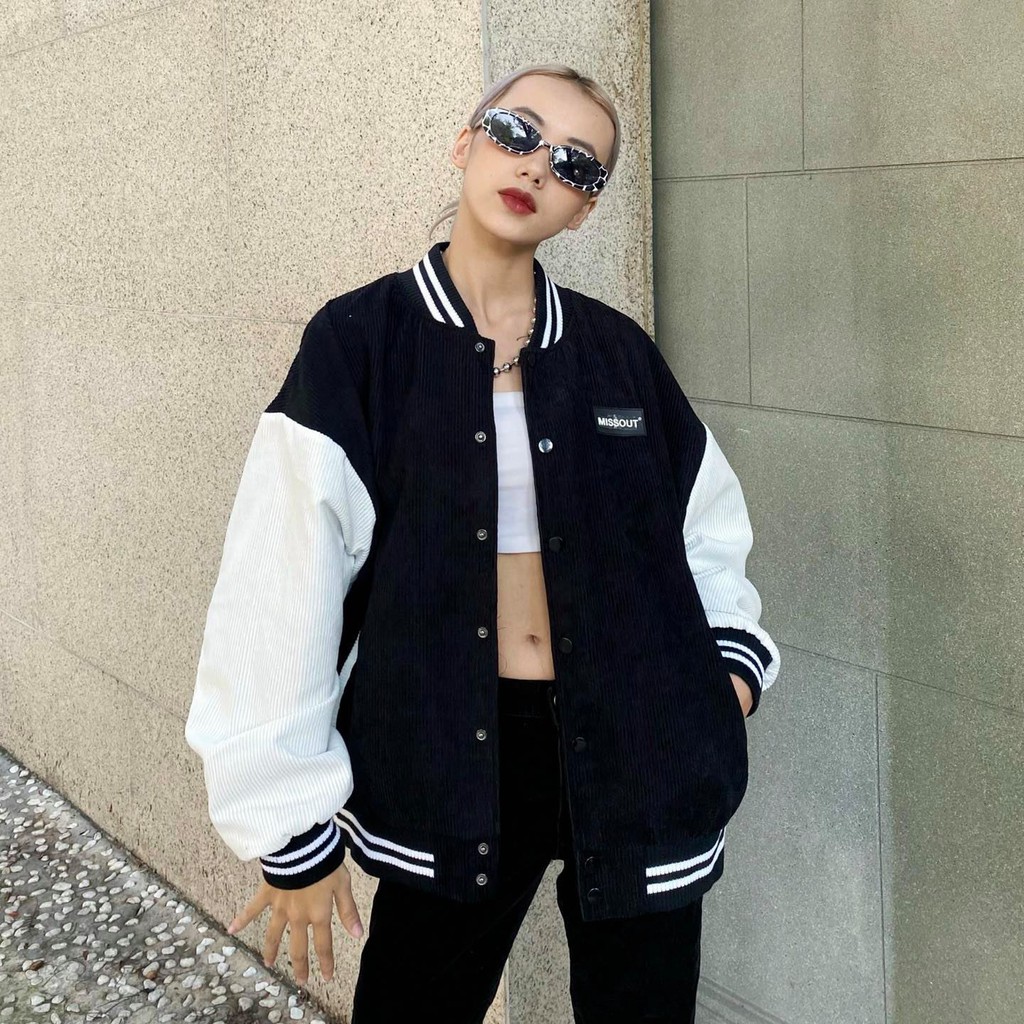 Áo Khoác Bomber form Oversize mẫu Missout - vải nhung gân dày dặn 2 lớp đi học chống nắng - SHOP MAYLAN ( hàng đặt) | BigBuy360 - bigbuy360.vn