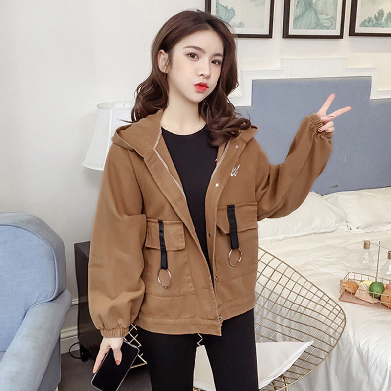 [Video+Ảnh Thật] Áo Khoác Kaki Nữ Có Khoen 1 Lớp Free Size 70kg AK145 TD Fashion
