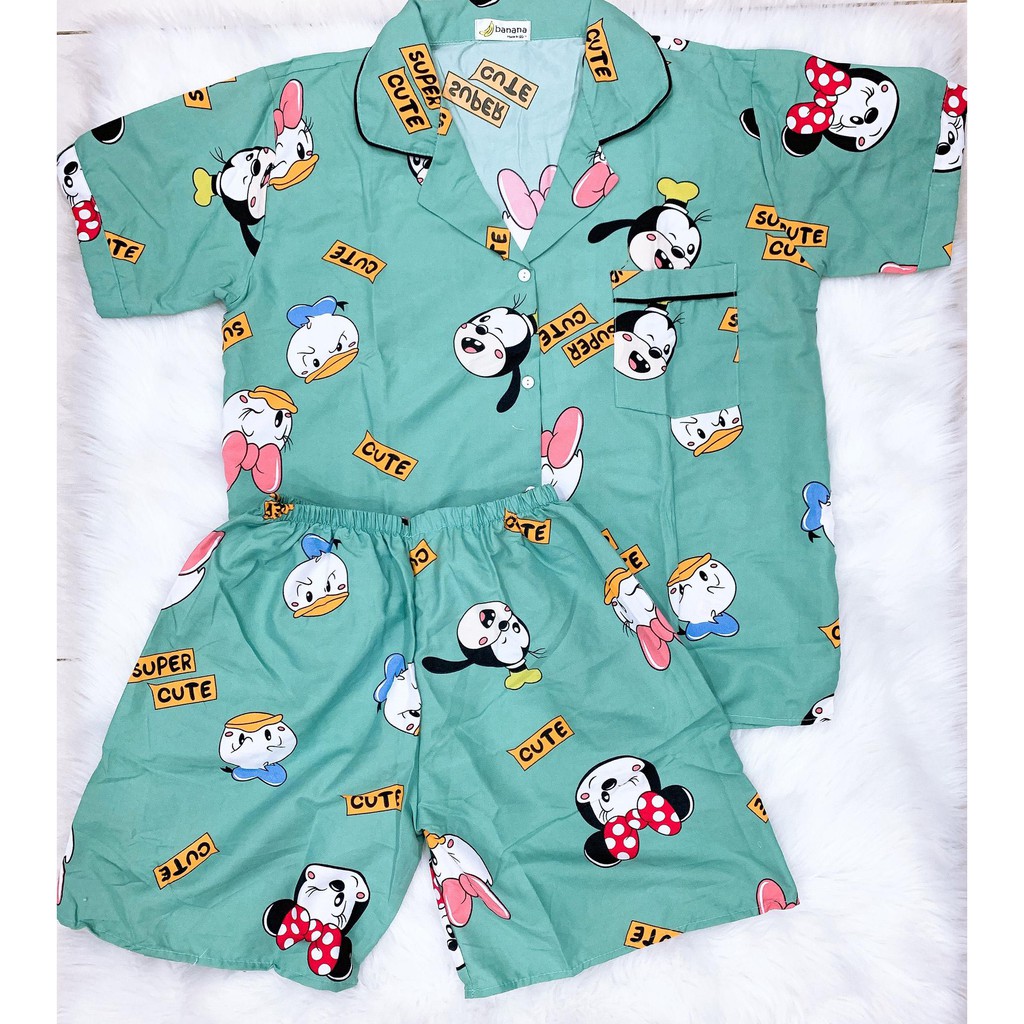 Đồ Bộ Pijama Kate Thái Bigsize Cao Cấp Hình Dễ Thương Tay Ngắn Quần Đùi Dưới 85KG