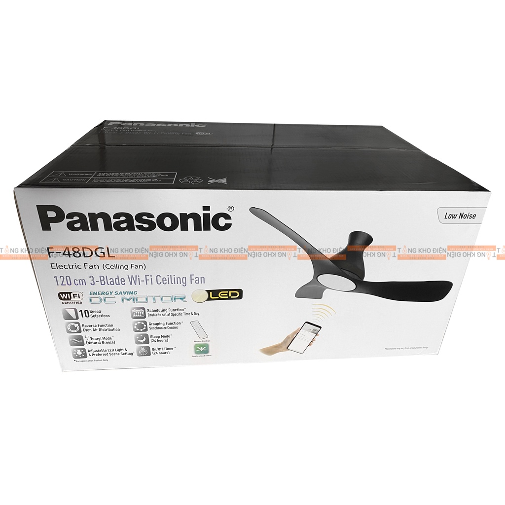 Quạt trần 3 cánh Panasonic có đèn LED 3 màu ánh sáng và 4 cấp độ màu F‑48DGL