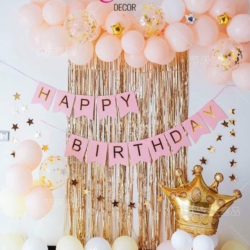 Set bóng trang trí sinh Nhật đơn giản có rèm đẹp nhiều mẫu