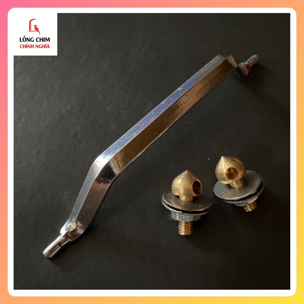 Tay nắm đáy inox chốt đồng, kích thước 13,5cm - phụ kiện lồng chim đẹp