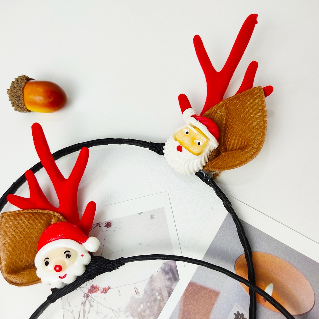 Băng đô cài tóc BƠ STORE bờm noel hình sừng tuần lộc nhiều mẫu dễ thương
