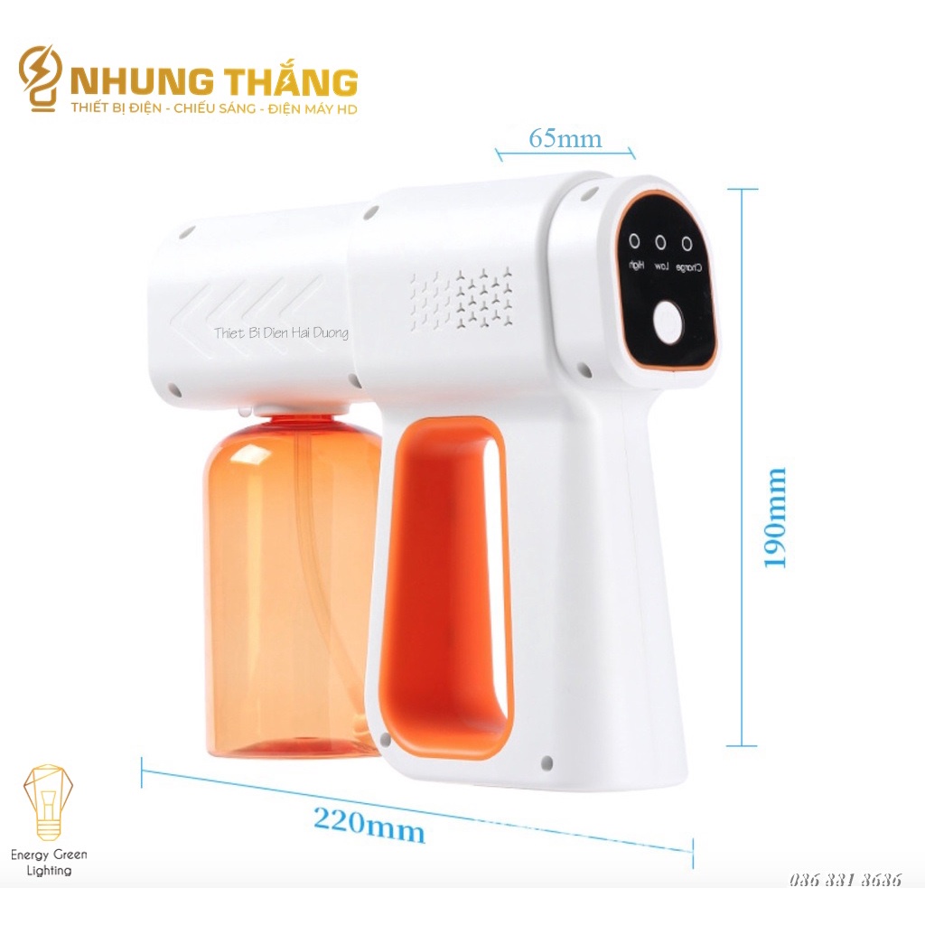 Máy Phun Khử Khuẩn Nano Cồn K6x - Súng Xịt Khử Khuẩn Cầm Tay Cao Cấp - Tích Hợp 6 Đèn UV Diệt 99% Vi Khuẩn