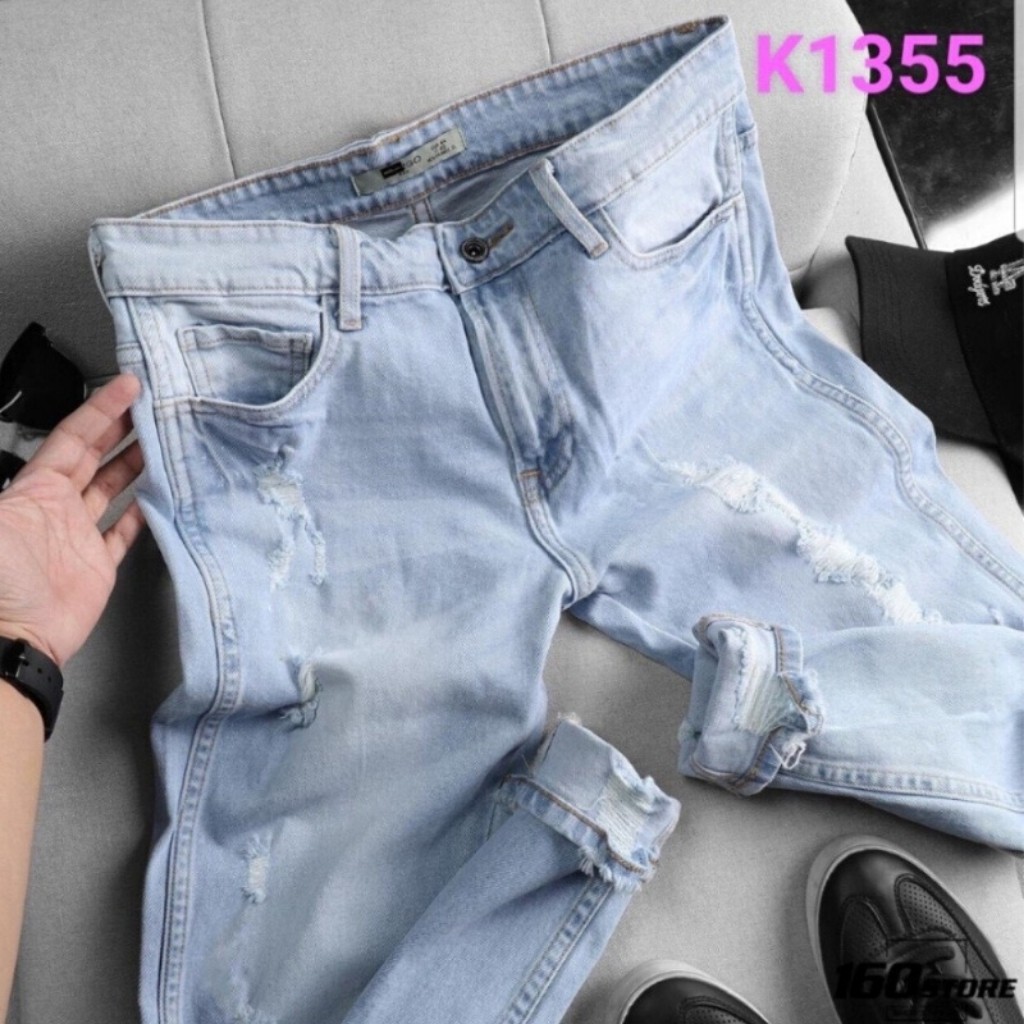 Quần jean nam tenji ad442tj quần bò nam xanh rách wash cao cấp trẻ trung phong cách tenji store 6 (44-75kg)