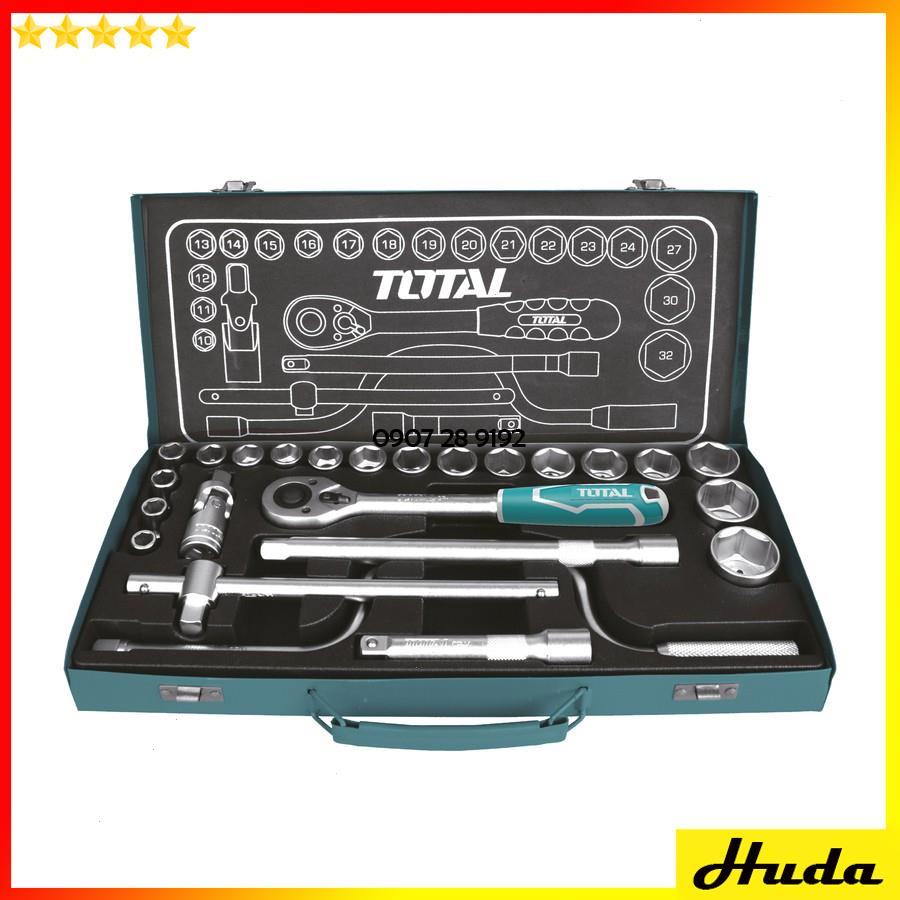 Bộ 24 - 25 cái đầu tuýp (1/2 inch) &amp; cần 2 chiều Total - Ingco 1234