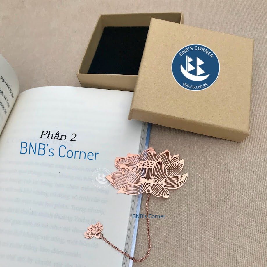 Bookmark kim loại lá phong, hoa sen, cỏ 4 lá Tinango