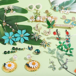 DDFI -（19Styles）Green Series Earrings Korean Popular Sweet Fresh Simple Avocado Color Earrings Set A3C02