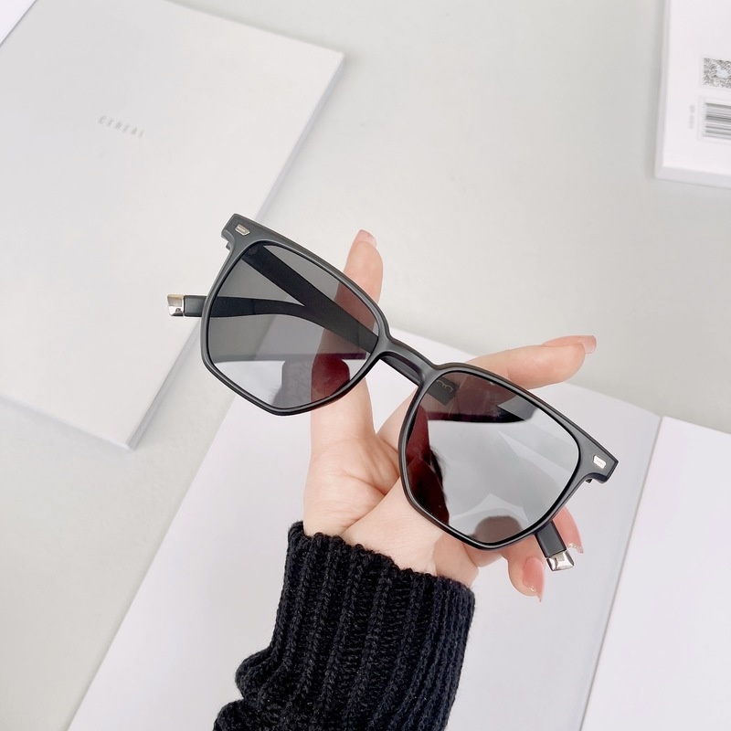 (HENGHA) Kính Mát Hình Vuông Màu Đen Đa Giác Thời Trang Cổ Điển Che Nắng