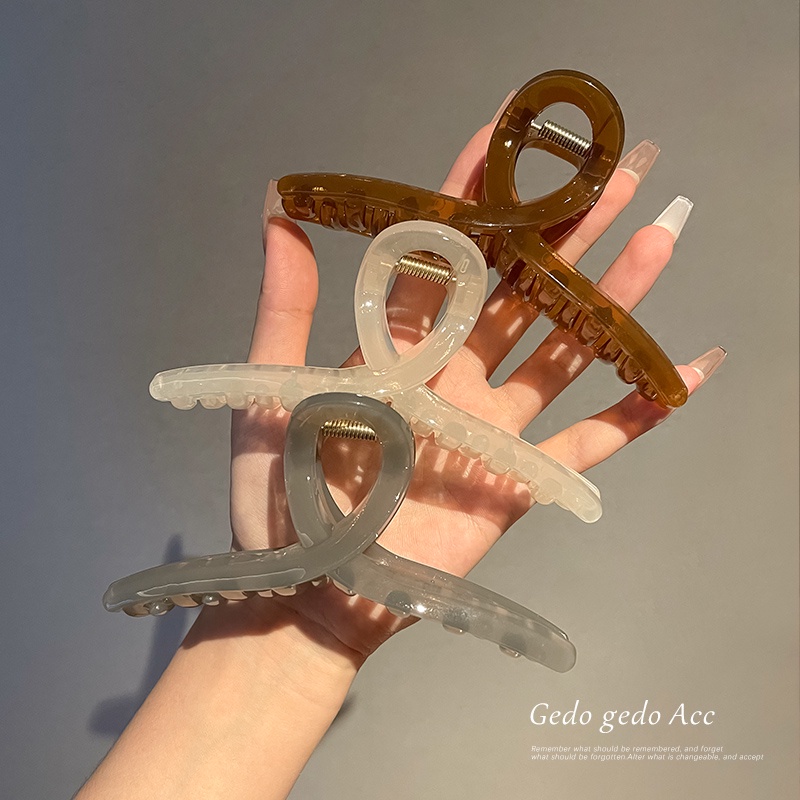 Kẹp Tóc Hình Vuông Bằng Acrylic Trong Suốt Họa Tiết Bướm Thời Trang Cho Nữ