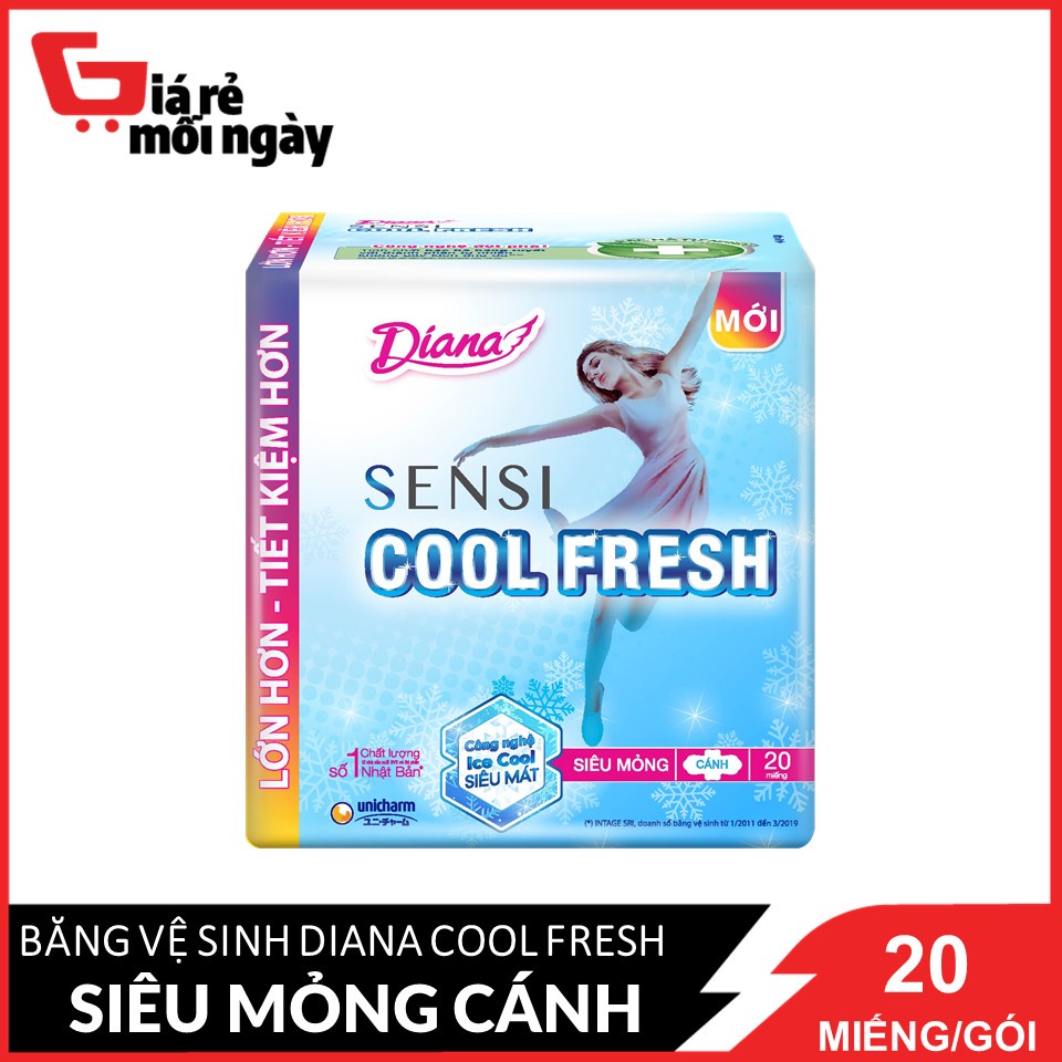 Băng vệ sinh Diana Sensi Cool Fresh siêu mỏng cánh 20 miếng/gói