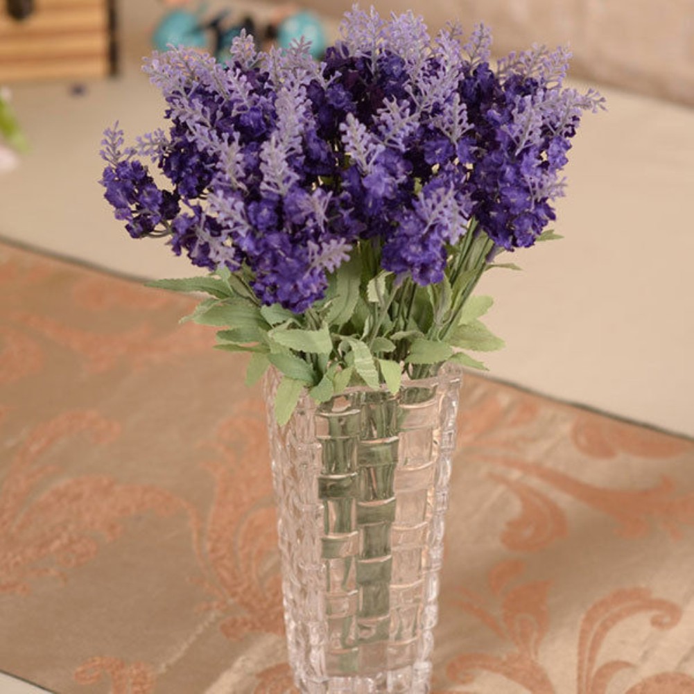 Bó 10 hoa oải hương bằng lụa màu sắc tươi sáng dùng trang trí nội thất