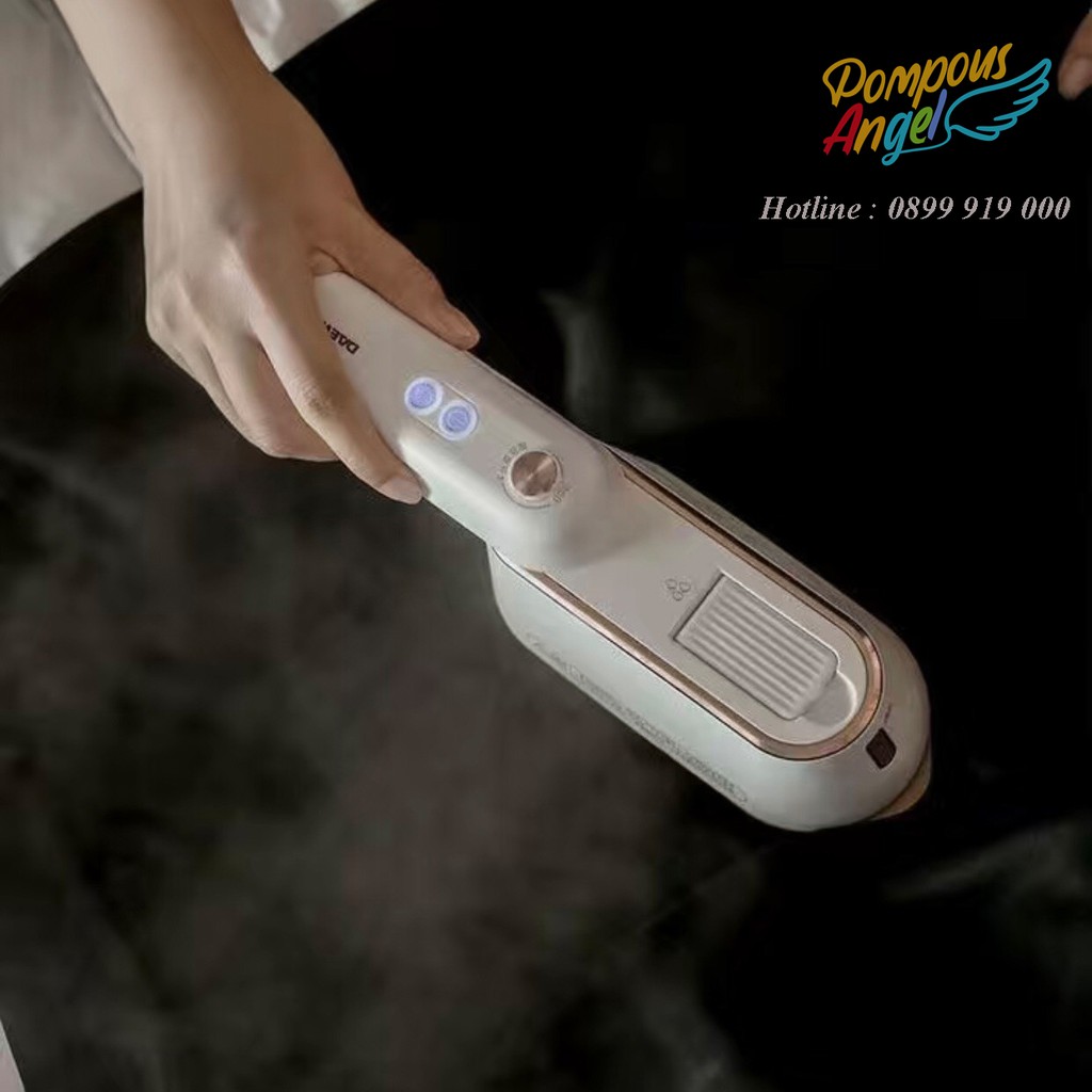 Bàn là gấp gọn mini cầm tay cao cấp DAEWOO 1000W 3 màu tím , trắng , xanh  bảo hành 12 tháng