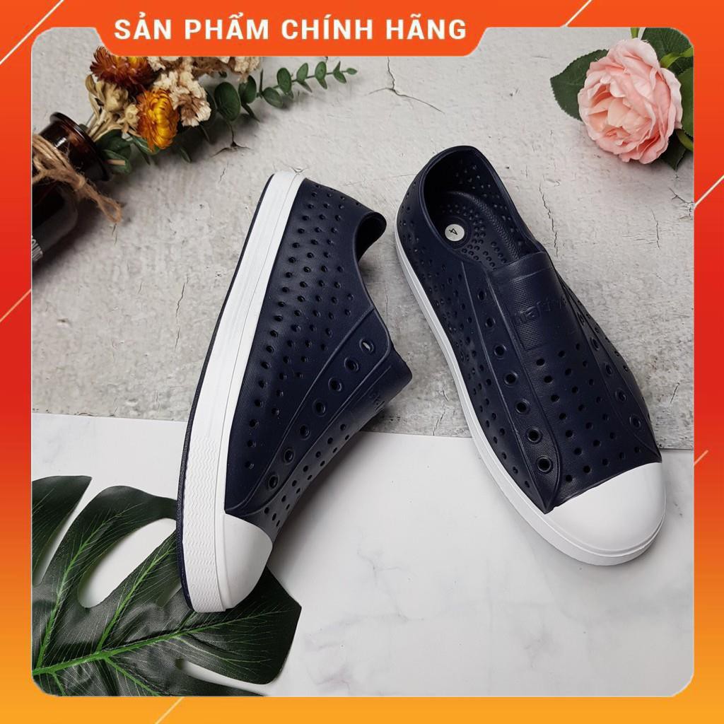 [FULL HỘP] Giày nhựa đi mưa Native - Chất liệu nhựa xốp siêu nhẹ, không thấm nước - Màu xanh navy viền trắng