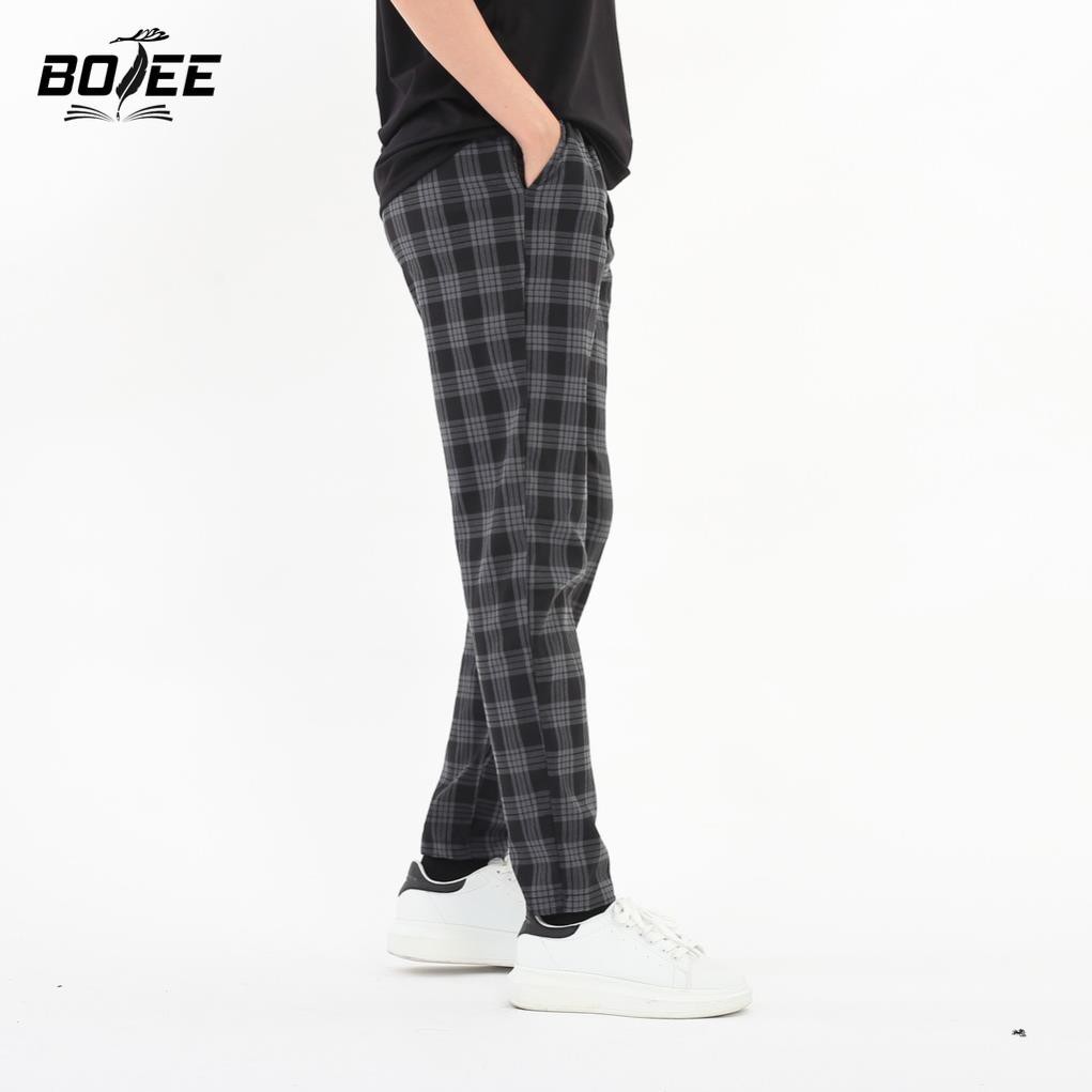 Quần pant baggy caro Basic BOTEE màu đen xanh ống suông unisex nam nữ ་