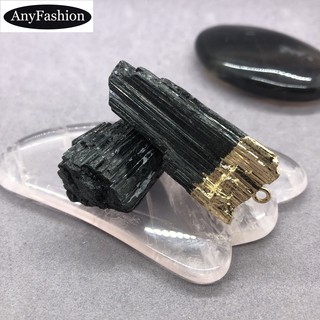 Đá phản lực tự nhiên Aphrizite Tourmaline đen với mặt dây chuyền vàng Diy cho trang sức