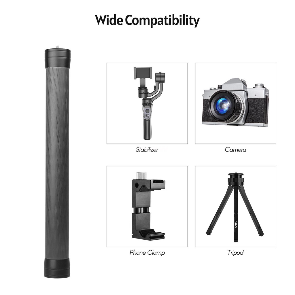 Thanh Nối Dài 35cm / 13.8in Với Đầu Nối 1 / 4-inch 3 / 8-inch Bằng Sợi Carbon Thông Dụng Cho Máy Ảnh / Điện Thoại | BigBuy360 - bigbuy360.vn