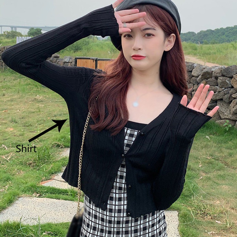 Đầm/áo cardigan họa tiết kẻ sọc caro thời trang trẻ trung sành điệu cho nữ | BigBuy360 - bigbuy360.vn