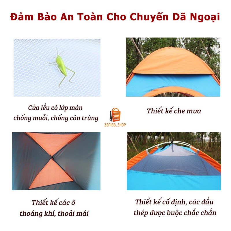 Lều cắm trại, lều tự bung cao cấp chống nước, chống tia uv hãng chính hãng cho 4-6 người (có bảo hành)