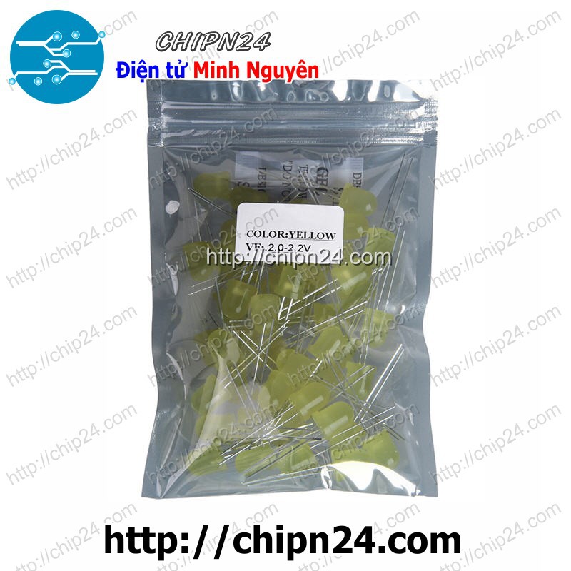 [10 CON] (TK1) Led 8mm Vỏ đục ra VÀNG