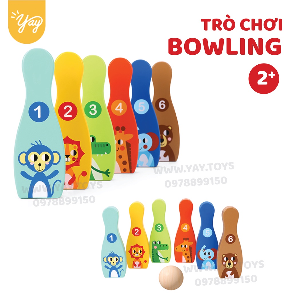 Bộ Đồ Chơi Gỗ Cao Cấp - Trò chơi Bóng gỗ (Bowling) Cho Bé 3+ - Tooky Toy