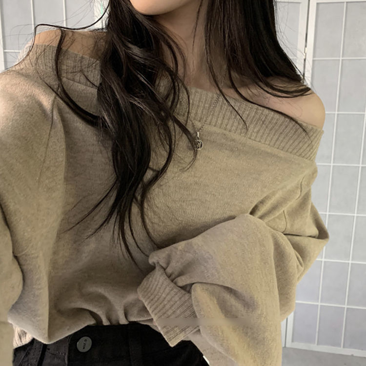 Áo Len Tay Dài Hở Vai Phong Cách Hàn Quốc 2020 Cho Nữ