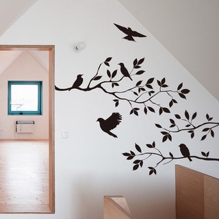 Decal dán tường hình cây và chim và cây