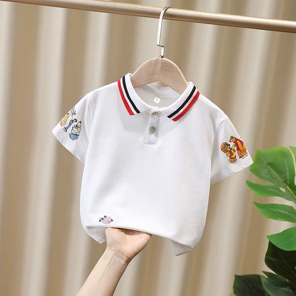 Áo Polo Bé Trai Tay In Hoạt Hình, Áo Cộc tay Cho Bé Chất Cotton Cao Cấp từ 8-28kg - LILA KIDS