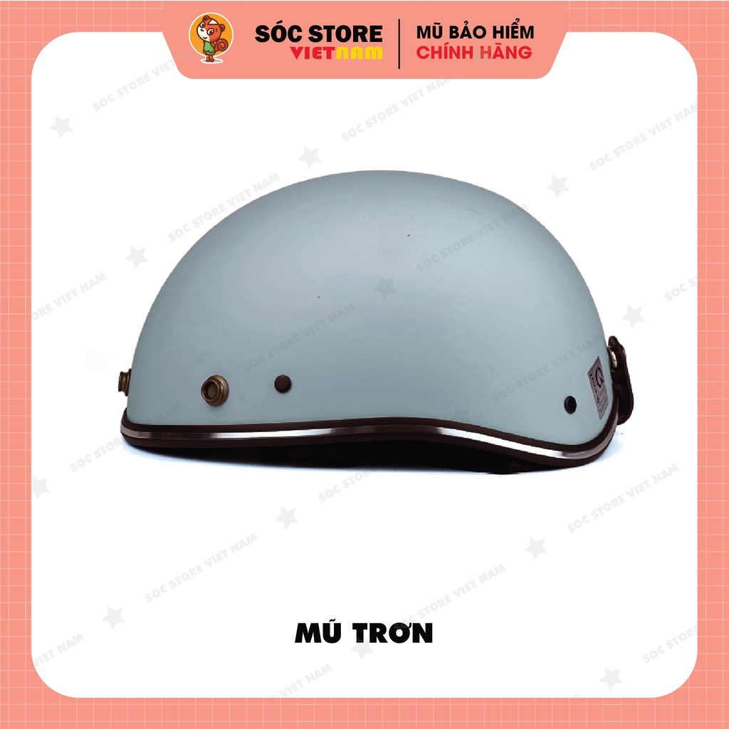 Mũ bảo hiểm nửa đầu 1/2 màu Xám xi măng Sóc Store kèm kính phi công, kính UV