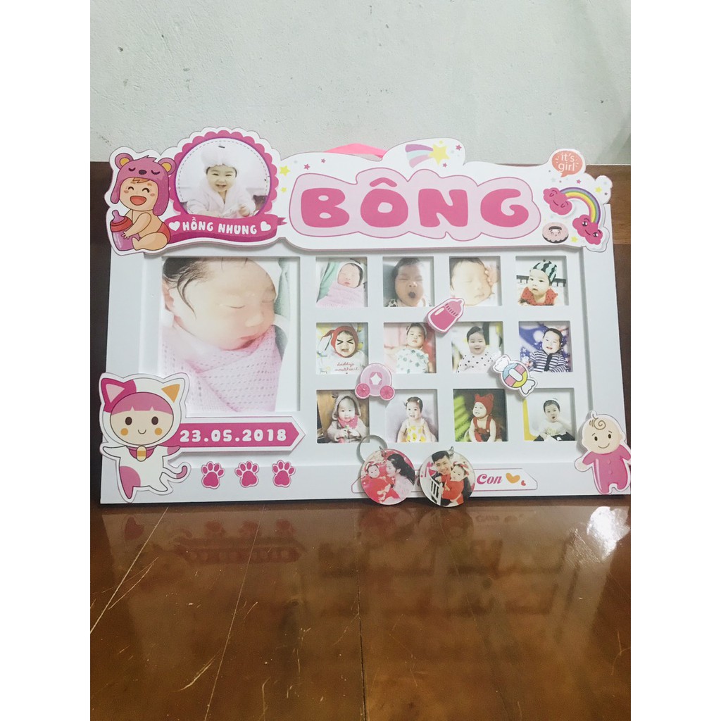 Khung ảnh 3d 12 tháng cho bé (tặng 01 chibi bé)