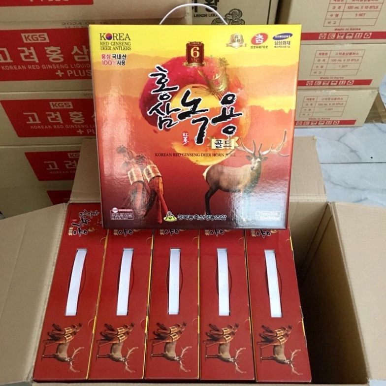 [HÀNG MỚI VỀ] Nước Hồng Sâm Nhung Hươu Hàn Quốc, Hộp Vàng 30 Gói [korean red ginseng deer horn juice] [ Hàng Mới Về ]