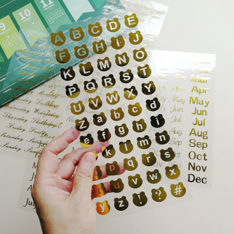 Bộ 30 Miếng Dán Chữ Cái / Số Màu Đồng Trang Trí Sổ Tay / Nhật Ký DIY