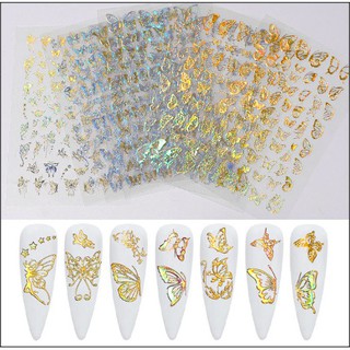 Sticker Bướm phản quang mạ vàng trang trí móng làm nail làm nail