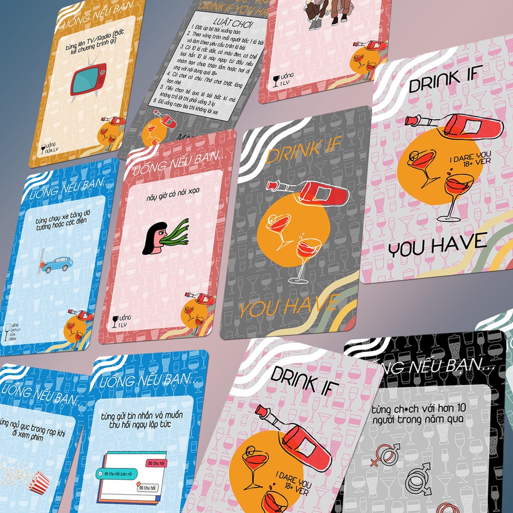 Bộ bài DRINK IF 52 lá, Uống nếu bạn thoả mãn điều kiện cho trước.Drinking Games và Board Games dành cho hội bạn thân
