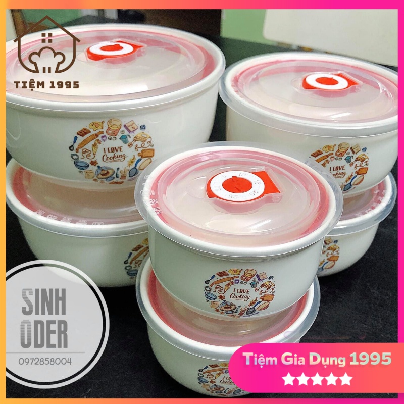 Bộ 3 bát đựng thực phẩm để trong tủ lạnh, quay lò vi sóng kèm nắp hút chân không