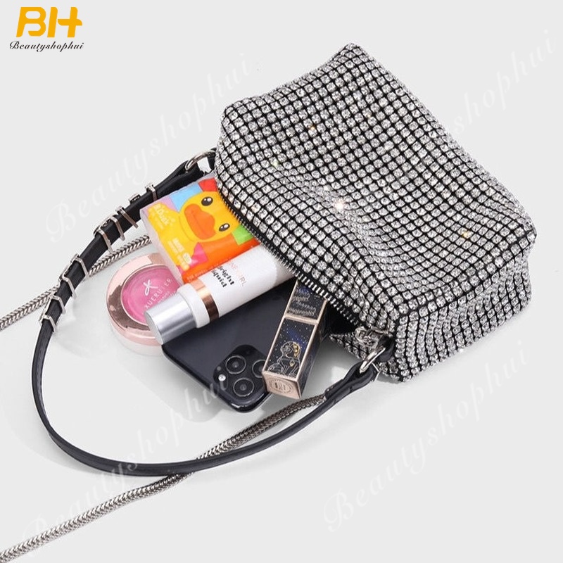 Túi Đeo Vai Vuông Nhỏ Xinh Đính Đá Lấp Lánh Thời Trang Mới 2022 Cho Nữ