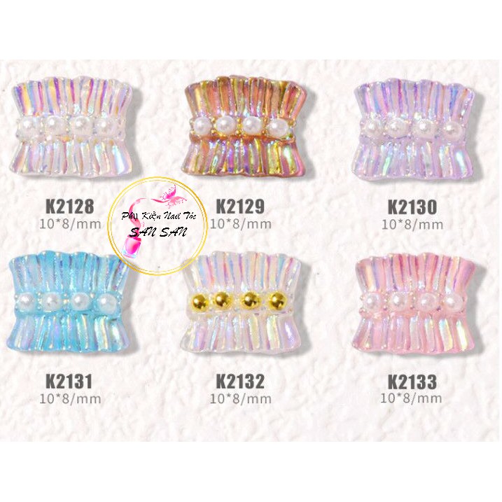 Set 3 viên Charm nail nơ nhún Hàn Quốc hot 2021