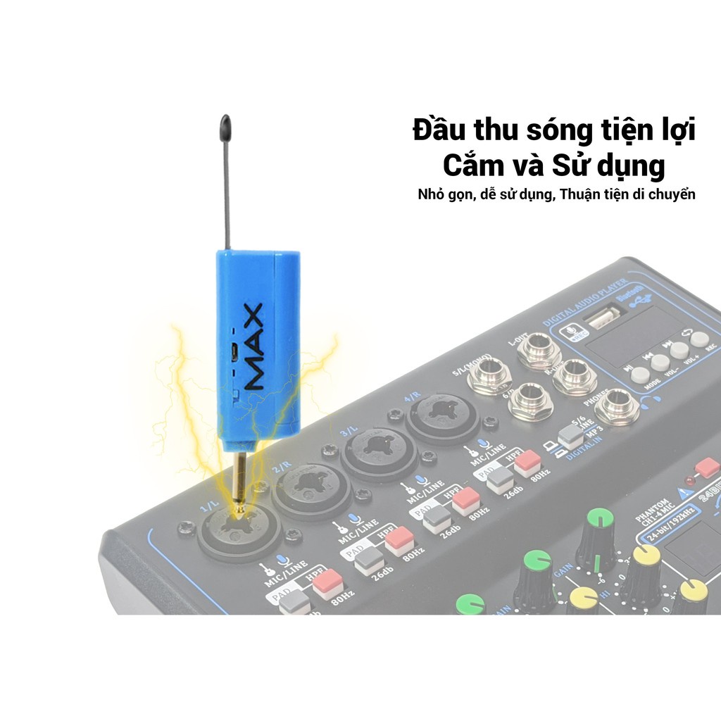 Bộ 2 Micro không dây đa năng karaoke Max 56 Nâng cấp từ Max 39 Hút âm tốt chốg hú Sạc pin ngay trên mic Led màn hình