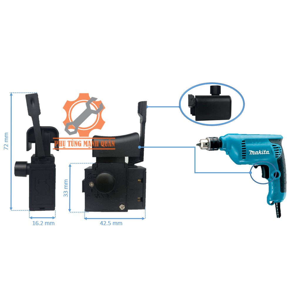 Công tắc máy khoan MAKITAA đầu 10mm