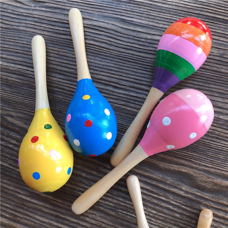 Lục Lạc Gỗ Đầu Tròn Cho Bé Loại To Xúc Xắc Gỗ Nhiều Màu Sắc Dễ Thương An Toàn LL16