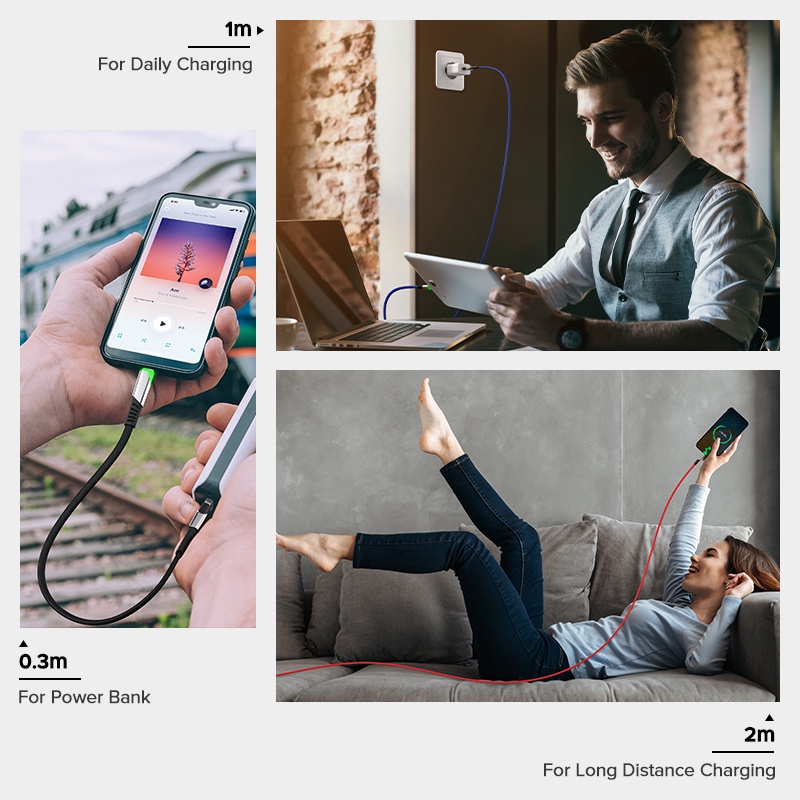 Cáp sạc nhanh QOOVI 3.1A Micro USB 3.0 thiết kế dây bện nylon có đèn LED cho OPPO VIVO