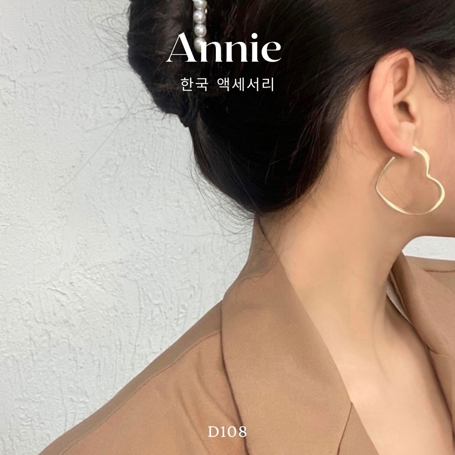 Bông tai hình trái tim mạ vàng phong cách vintage thời trang ANNIE D108
